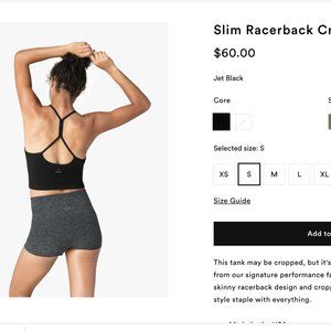 Beyond Yoga Slim Racerback Cropped Tank - Small